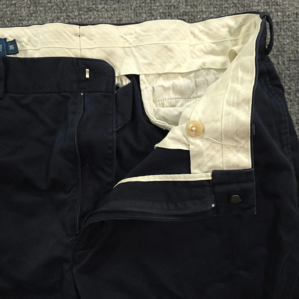Vintage Polo Ralph Lauren Pants Mens 35x32 Blue Pleated Chino Cotton Dress